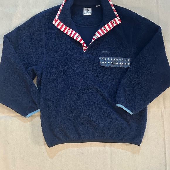 Southern Proper Navy Zip-Up Sweater with Flag Accents Size Small - Picture 1 of 8